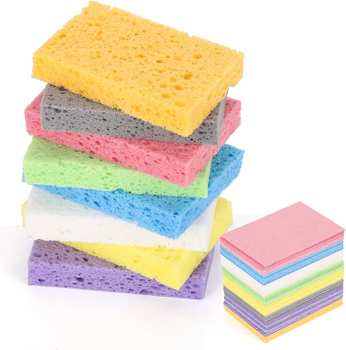 48Pcs Kitchen Sponges- Compressed Cellulose Sponges Natural Dish Sponge - Image 2