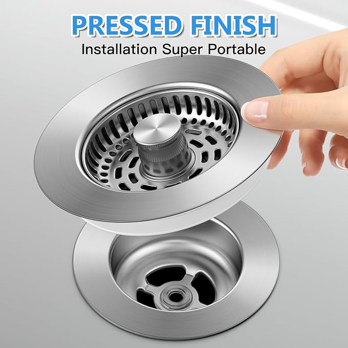 3-in-1 Stainless Steel Kitchen Sink Drain Strainer, JOMST Kitchen Gadget – Fast - Image 4
