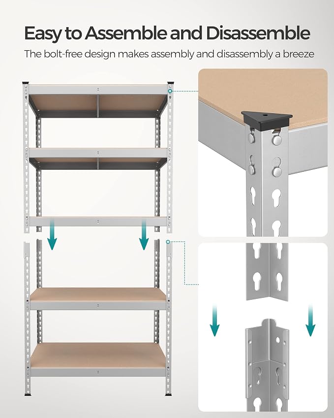 SONGMICS 5-Tier Storage Shelves, Load 2310 lb, Boltless Assembly, Adjustable - Image 6