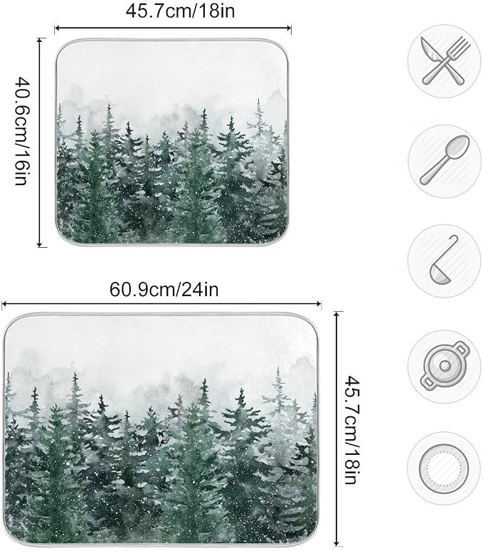 Winter Forest Scenery Dish Drying Mat - Image 3
