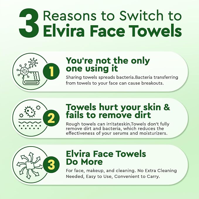 Elvira 200 Count Disposable Face Towels, Biodegradable Skincare Facial - Image 3