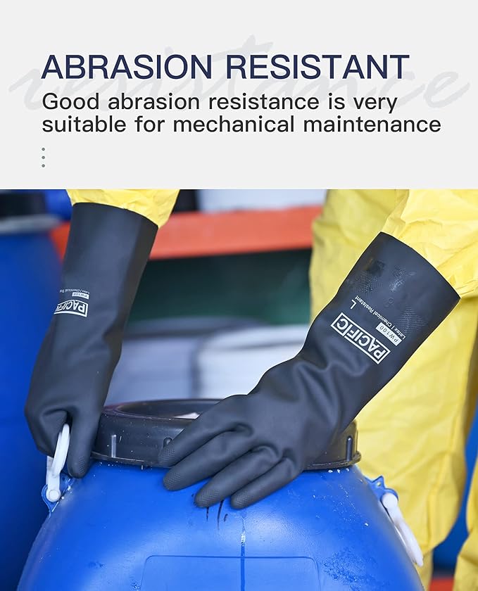 PACIFIC PPE Chemical Resistant Gloves, Heavy Duty Industrial Rubber Gloves - Image 3