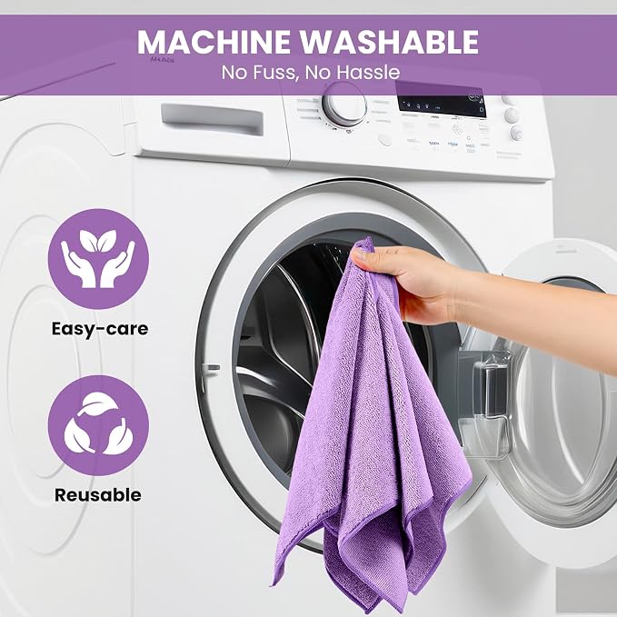 Microfiber Cleaning Cloth, 12 Pack Purple Cleaning Rags - Image 7