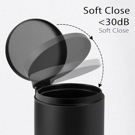 TIPGO 1.2 Gallon Small Black Trash Can, 4.5 Liters Bathroom Garbage Can - Image 2