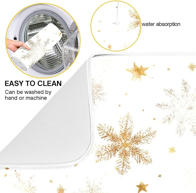 Winter Snowflake White Dish Drying Mat - Image 2