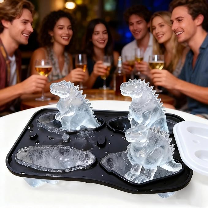 7.48inch Newly Upgraded 4-grid 3D Dinosaur Ice Tray and Covered Silicone Ice - Image 7