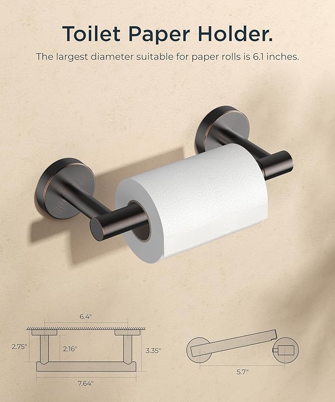 FORIOUS Toilet Paper Holder Wall Mount, Stainless Steel Rustproof Double Post - Image 3