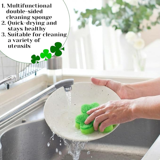 Tioncy 12 Pack St. Patrick's Day Kitchen Sponges Bulk Dual Sided Scrubber - Image 5