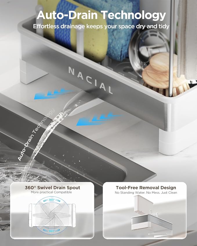 Nacial Sponge Holder for Kitchen Sink, Sink Caddy Organizer - Image 3
