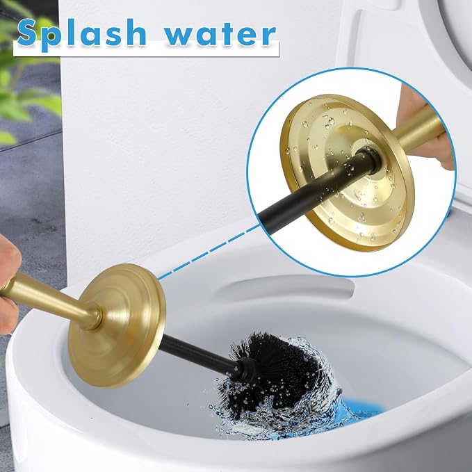 Gold Toilet Brush and Holder Set, Stainless Steel Toilet Brush - Image 5