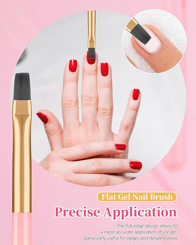 3PCS Nail Polish Clean Up Brush, Round&Falt&Angled Acetone Resistant Nail Brush - Image 3