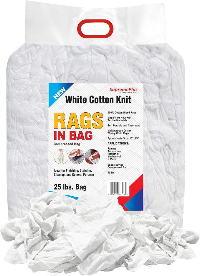 New White Cotton T-Shirt Knit Bag of Rags by SupremePlus