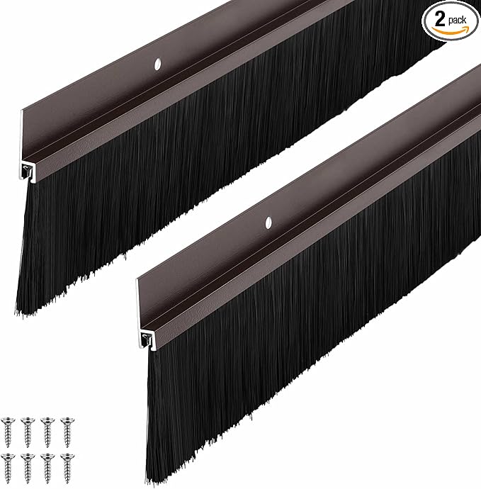 Frienda 2 Set Door Brush Bottom Sweep Brush Weather Stripping Aluminum Door Seal by Frienda
