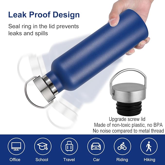 Neihepal Navy Stainless Steel Water Bottles, 20 Ounce Vacuum Insulated Double - Image 4