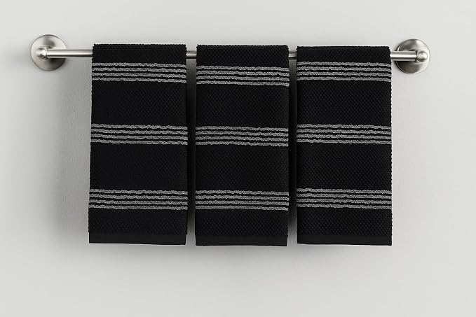 Serafina Home Black Kitchen Hand Dish Towels: Oversized 18" x 28", 100% Cotton - Image 2