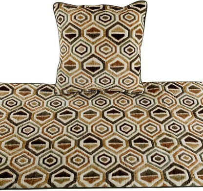 The HomeCentric Beige Bed Runner Without Pillow Cover, Full Size 68"x18" Decorative Bed Runner, Beige Velvet Bed Scarf in Quilted - Hex Element