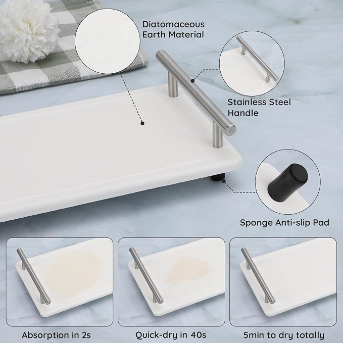 Segbeauty 12x6in Quick Dry Stone Sink Tray, Water Absorbent Instant Drying - Image 3