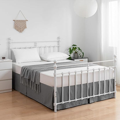 Full Bed Skirt - Full Size Bed Skirt 16 Inch Drop with Split Corners, Pleated Waffle Weave Bed Skirt, Tailored Dust Easy Fit, Machine Washable (Grey, Full - 16" Drop)