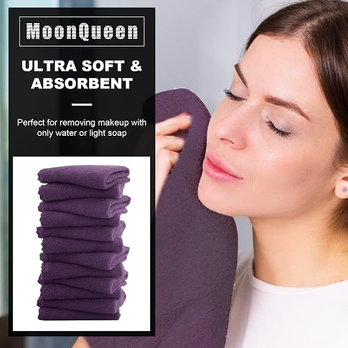 MOONQUEEN Microfiber Facial Cloths Fast Drying Washcloth 12 Pack - Image 2