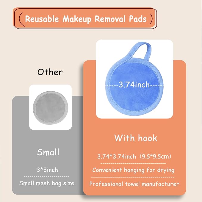Nugilla Reusable Makeup Remover Pads, 18 Packs Microfiber Face Cloth - Image 3