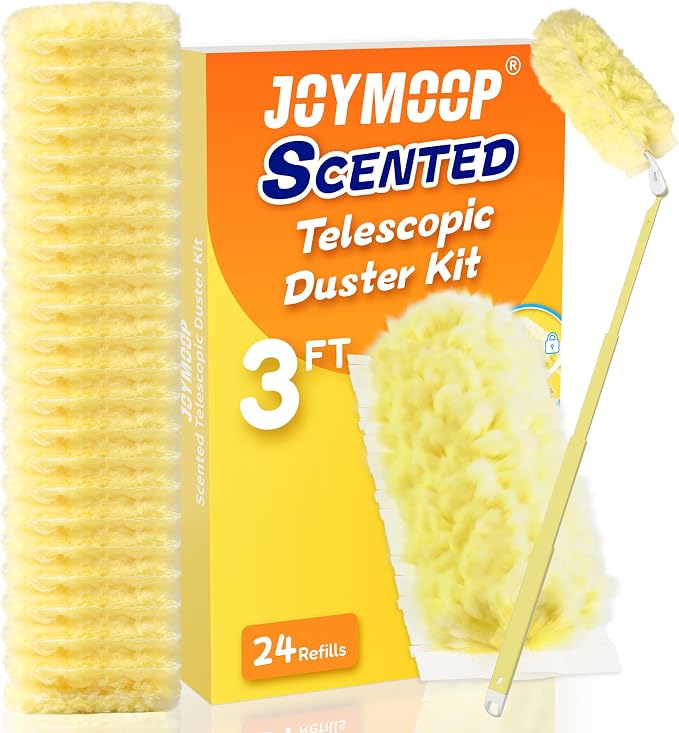 JOYMOOP Scented Telescopic Duster kit, 3FT Extendable Handle + 24 Yellow Refill by JOYMOOP