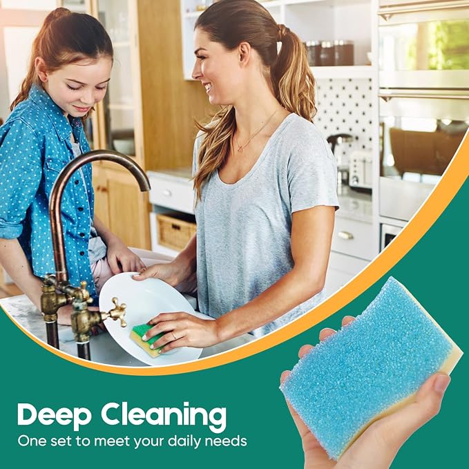 Scrub Sponge, 4 Pack Dual-Sided Temperature-Responsive Scrubber - Image 6