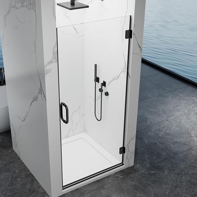 Framelss Hinged Shower Door, 3/8" Tempered Glass - Image 2