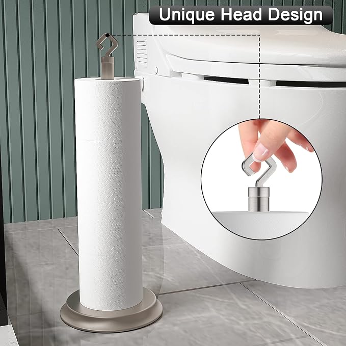 Toilet Paper Holder for Bathroom, Metal Free Standing Toilet Paper Storage - Image 6