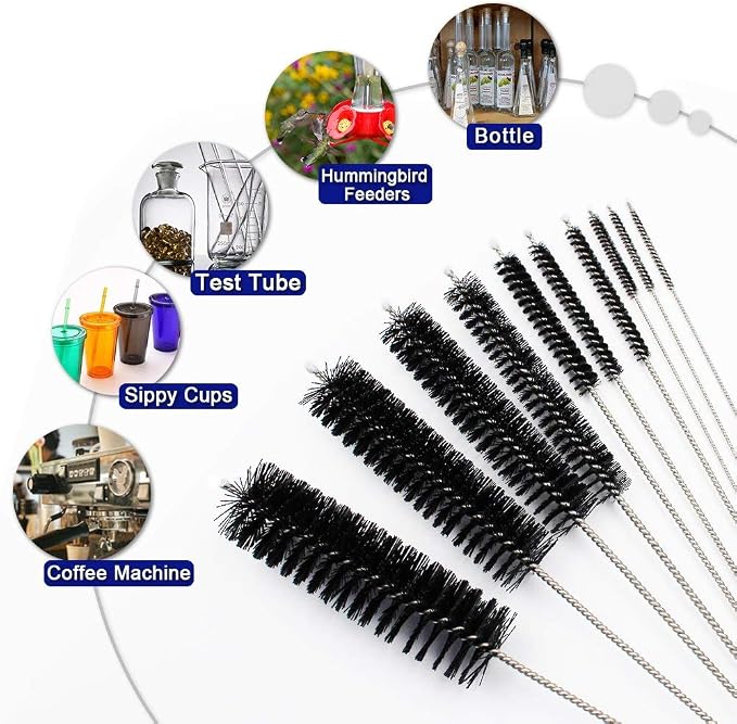 DiCUNO Straw Cleaning Brushes Set, 8 Inch Nylon Tube Brushes, Different Sizes - Image 4