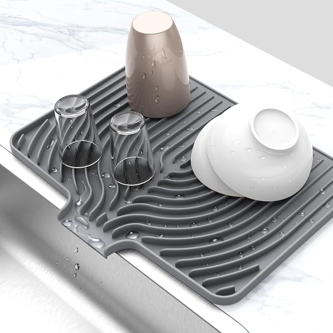 Silicone Drying Mat for Kitchen Counter, Dish Drying Rack Matt by JOOKKI
