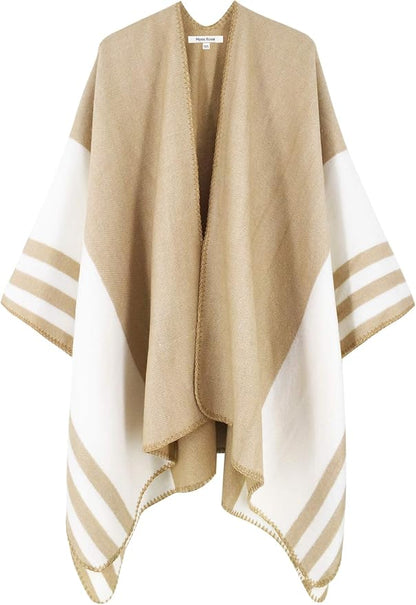 Moss Rose Women's Travel Plaid Shawl Wrap Open Front Poncho Cape for Fall Winter