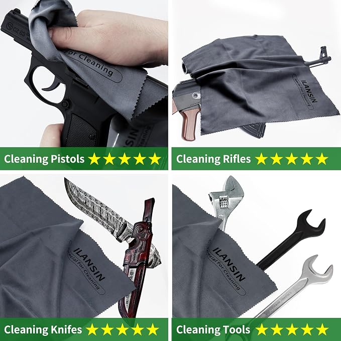 10/6Pack Technology Microfiber Black/Gray Gun Cleaning Cloth-Large Size-Lint - Image 4
