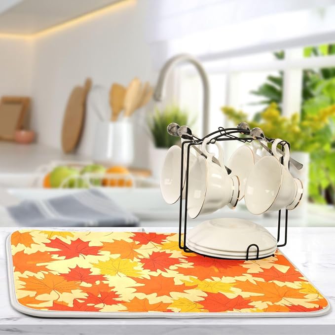 Autumn Maple Leaves Thanksgiving Dish Drying Mat - Image 6