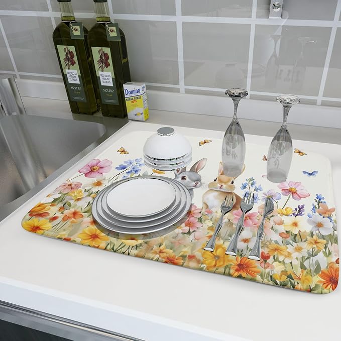Spring Easter Rabbit Dish Drying Mat - Image 6