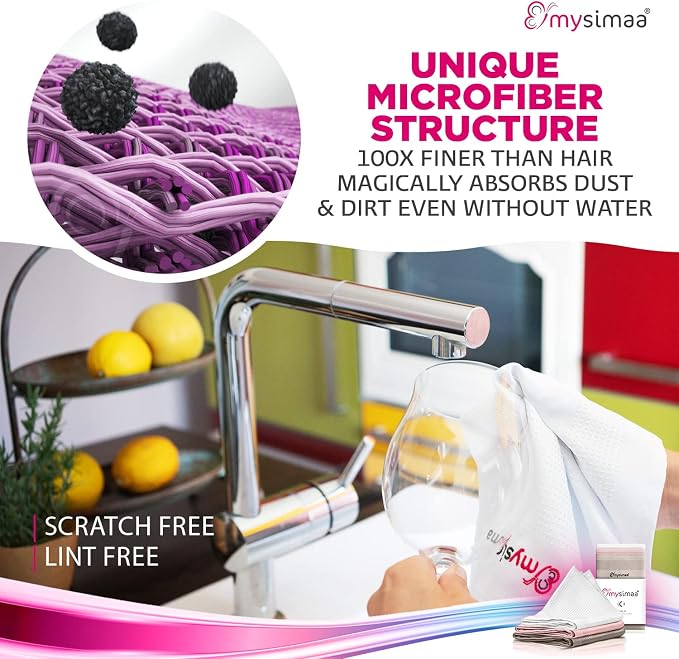 mysimaa XL Lint Free Microfiber Cloth, Glass & Window Cleaning Cloths - Image 4