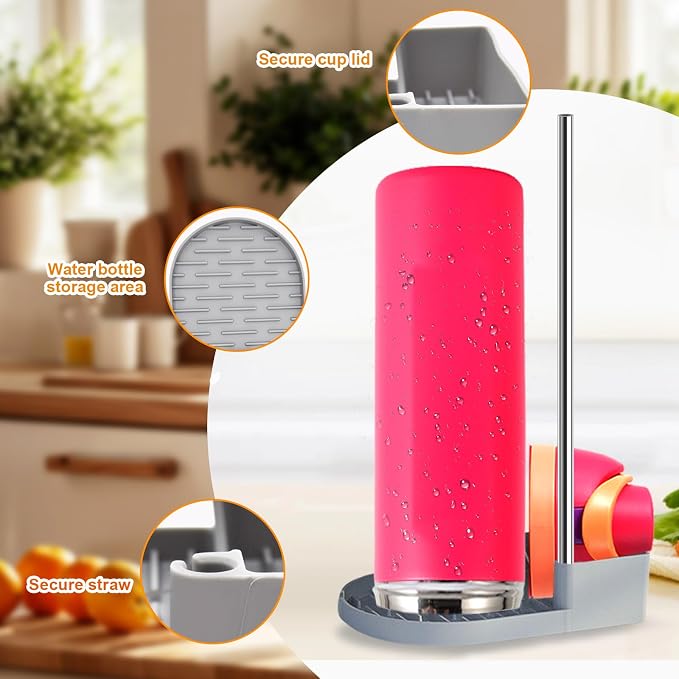 Silicone Water Bottle Boot and Bottle Drying Rack Compatible - Image 5