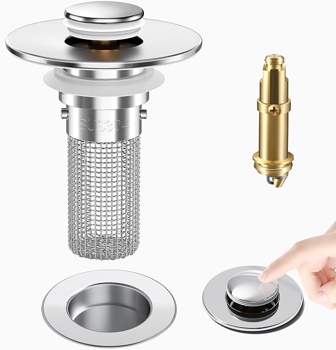 Bathroom Sink Drain Strainer, Pop-Up Bathroom Sink Stopper by YourSimplifiedHome
