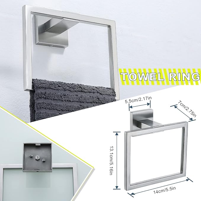 Brushed 4-Piece Bathroom Hardware Set Premium Stainless Steel Bath Towel Bar - Image 4