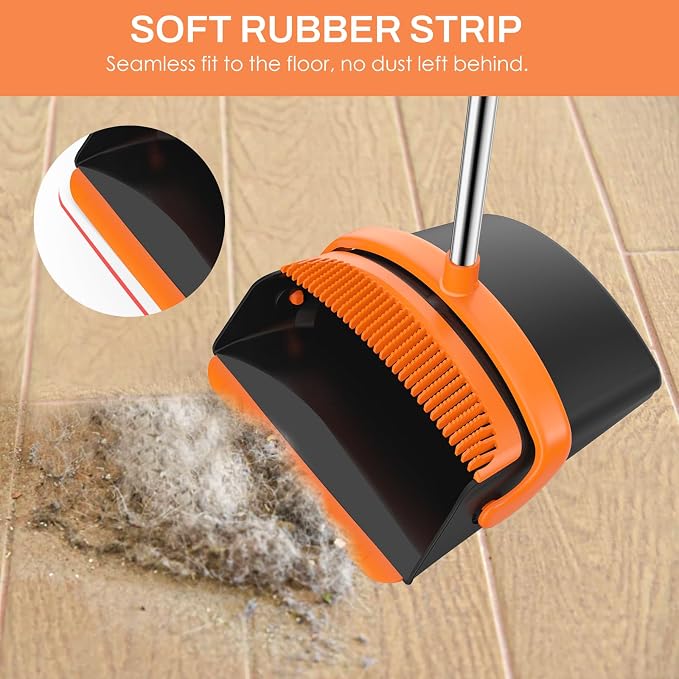 Broom and Dustpan Set for Home, 51-in Long Adjustable Handle Angle Broom and - Image 4