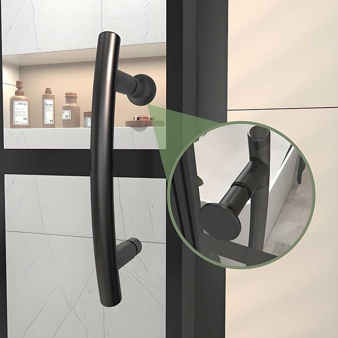 44-48" W x 71" H Pivot Glass Shower Door, Grid Pattern, 1/4" Thick SGCC - Image 9