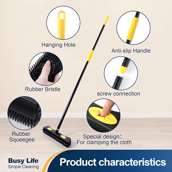 Yocada Pet Hair Removal Rubber Broom 2 in 1 Floor Brush - Image 3