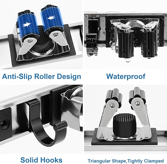 Piyl Mop and Broom Holder Wall Mount Metal Heavy Duty Utility Hooks Broom - Image 6