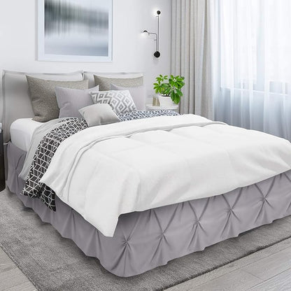 Nestl Grey Lavender Bed Skirt Full Size, Pinch Pleat Full Bed Skirt, 14" Inch Drop Full Bedskirt, Hotel Quality Grey Lavender Bed Skirts, Premium Microfiber Grey Lavender Full Bed Skirt