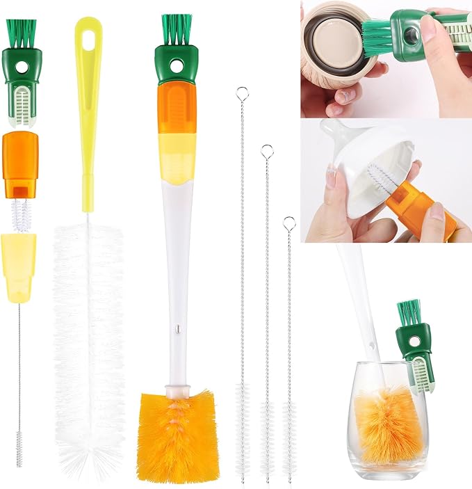 OUTXE 5 Pack Bottle Brush Set, 5-in-1 Water Bottle Cleaner Brush, 3 Straw Brush by OUTXE