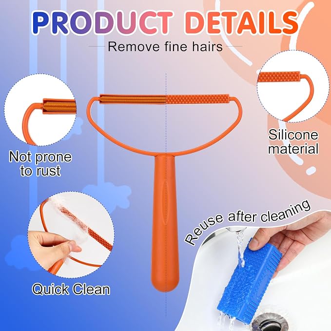 Honeydak 3 Pieces Hair Remover Tool Dog Hair Remover Pro Silicone Cleaner Brush - Image 6
