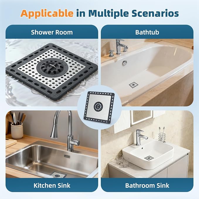 Hibbent 2 Pack Shower Drain Hair Catcher, Shower Drain Cover - Image 6