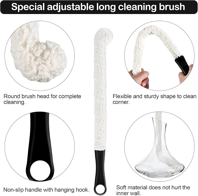 3 Pieces Decanter Cleaning Brush Flexible Bottle Scourer and 400 Pieces - Image 3