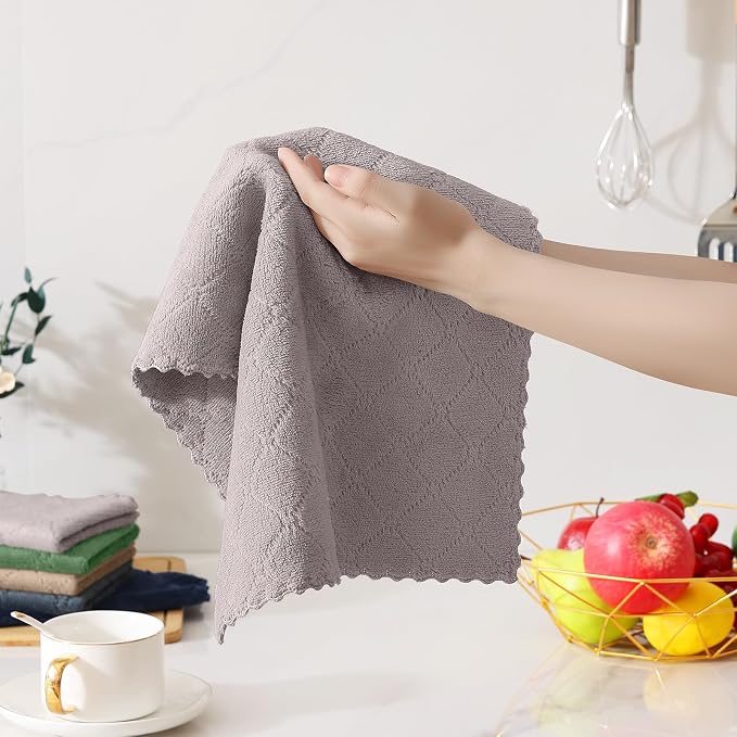 Homaxy Kitchen Towels and Dishcloths Set, 10 x 10 and 13 x 19 Inches, No Lint - Image 3