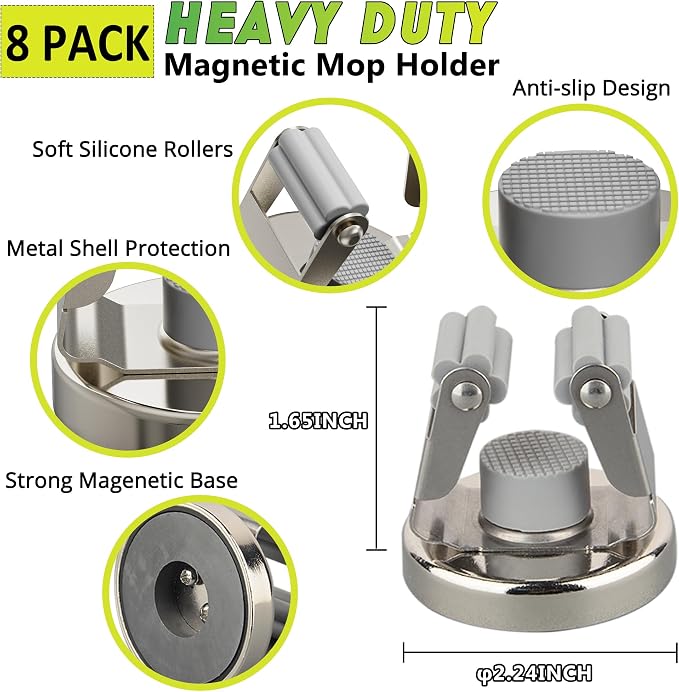 ULIBERMAGNET Magnetic Mop Broom Holder, Heavy Duty Movable Magnetic Tools Holder - Image 2