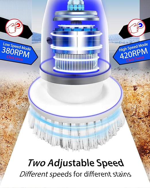UBeesize Electric Spin Scrubber, Long Cordless Cleaning Brush, Rotatable Shower - Image 5